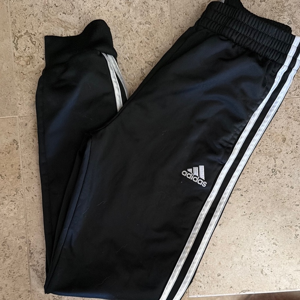 adidas Kids Black Track Pants with White 3-Stripes